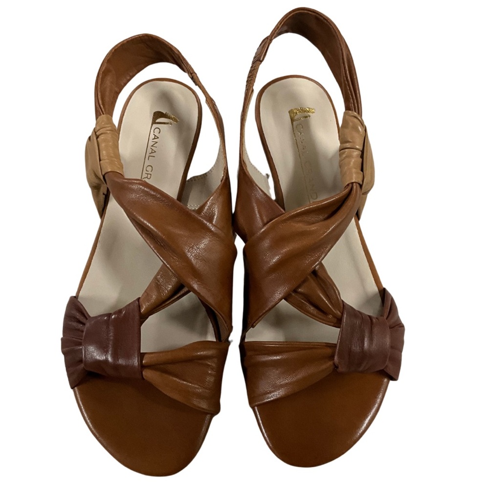 Canal Grande Tan and Cream Leather Sandal, EU Size 38, New in Box